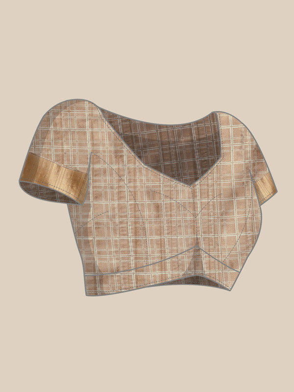Brown Silk Blend Digital Print Floral Saree with Unstitched Blouse - Hiral Fashion | Grocsy