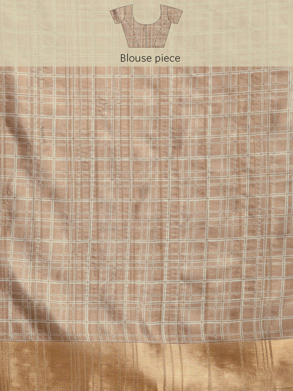 Brown Silk Blend Digital Print Floral Saree with Unstitched Blouse - Hiral Fashion | Grocsy