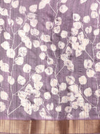 Lavender Silk Blend Digital Print Floral Saree with Unstitched Blouse - Hiral Fashion | Grocsy