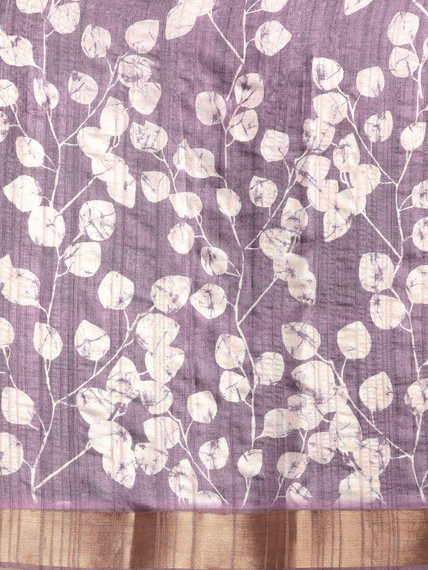Lavender Silk Blend Digital Print Floral Saree with Unstitched Blouse - Hiral Fashion | Grocsy