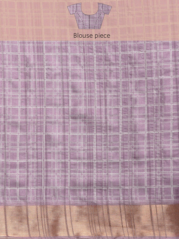 Lavender Silk Blend Digital Print Floral Saree with Unstitched Blouse - Hiral Fashion | Grocsy