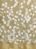 Olive Silk Blend Digital Print Floral Saree with Unstitched Blouse - Hiral Fashion | Grocsy