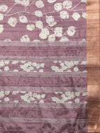 Purple Silk Blend Digital Print Floral Saree with Unstitched Blouse - Hiral Fashion | Grocsy