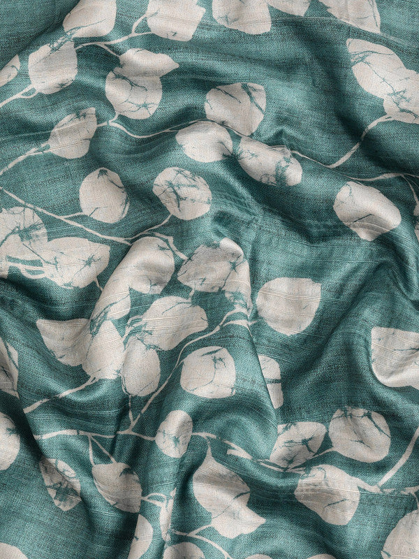 Turquoise Silk Blend Digital Print Floral Saree with Unstitched Blouse - Hiral Fashion | Grocsy