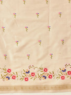 Hiral Fashion Beige Banarasi Art Silk Floral Digital Printed Saree | Grocsy
