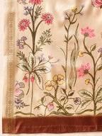 Hiral Fashion Beige Banarasi Art Silk Floral Digital Printed Saree | Grocsy