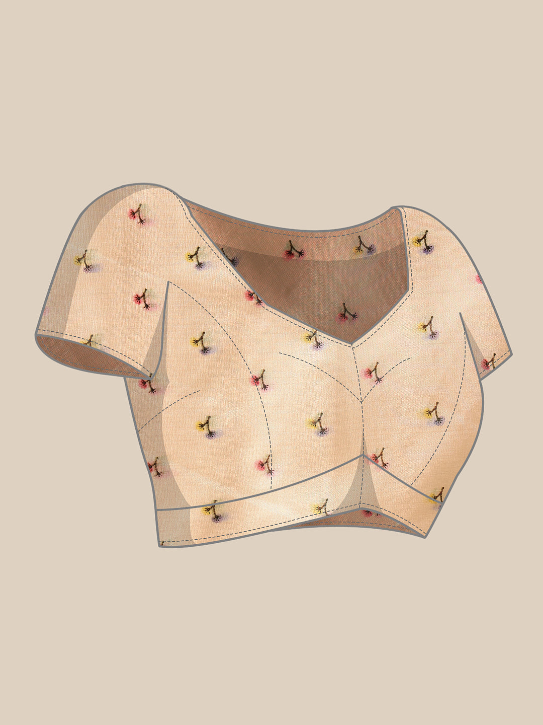 Hiral Fashion Beige Banarasi Art Silk Floral Digital Printed Saree | Grocsy
