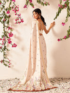 Hiral Fashion Beige Banarasi Art Silk Floral Digital Printed Saree | Grocsy
