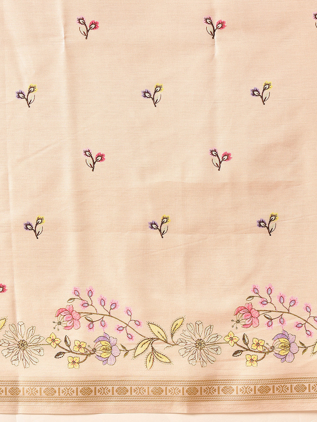Hiral Fashion Beige Banarasi Art Silk Floral Digital Printed Saree | Grocsy