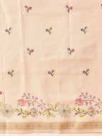 Hiral Fashion Beige Banarasi Art Silk Floral Digital Printed Saree | Grocsy