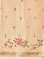 Hiral Fashion Beige Banarasi Art Silk Floral Digital Printed Saree | Grocsy