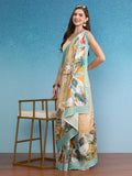 Beige Tusser Silk Digital Print Animal Print Saree with Unstitched Blouse - Hiral Fashion | Grocsy