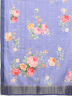 Lavender Tusser Silk Digital Print Floral Saree with Unstitched Blouse - Hiral Fashion | Grocsy