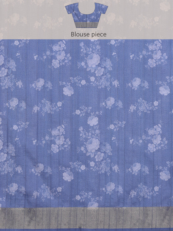 Lavender Tusser Silk Digital Print Floral Saree with Unstitched Blouse - Hiral Fashion | Grocsy