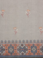 Gray Cotton Blend Digital Print Floral Saree with Unstitched Blouse - Hiral Fashion | Grocsy