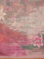 Multicolor Silk Blend Digital Print Floral Saree with Unstitched Blouse - Hiral Fashion | Grocsy