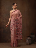Peach Cotton Blend Digital Print Floral Saree with Unstitched Blouse - Hiral Fashion | Grocsy