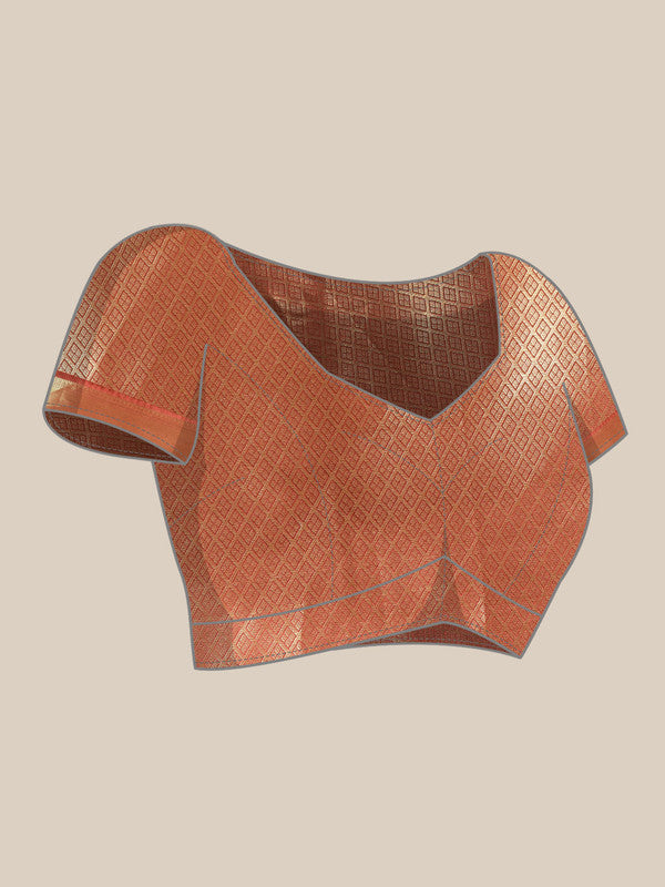 Beige Kanchipuram Silk Digital Print Abstract Saree with Unstitched Blouse - Hiral Fashion | Grocsy