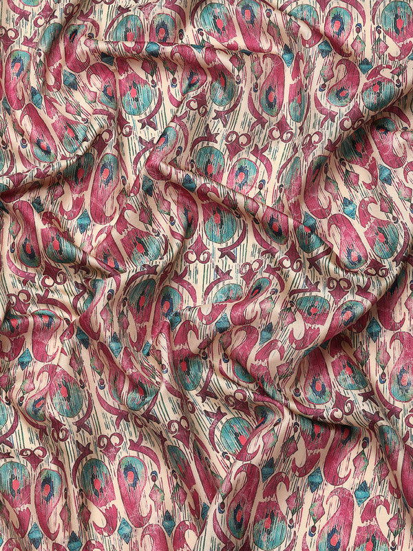 Off White Kanchipuram Silk Digital Print Paisely Saree with Unstitched Blouse - Hiral Fashion | Grocsy