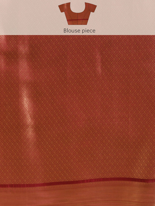 Maroon Kanchipuram Silk Digital Print Abstract Saree with Unstitched Blouse - Hiral Fashion | Grocsy