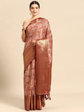 Maroon Kanchipuram Silk Digital Print Abstract Saree with Unstitched Blouse - Hiral Fashion | Grocsy
