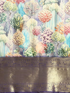 Blue Kanchipuram Silk Digital Print Floral Saree with Unstitched Blouse - Hiral Fashion | Grocsy