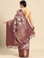 Beige Kanchipuram Silk Digital Print Geomatric Saree with Unstitched Blouse - Hiral Fashion | Grocsy