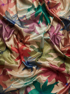 Beige Kanjeevaram Silk Digital Print Floral Saree with Unstitched Blouse - Hiral Fashion | Grocsy