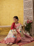 Multicolor Kanjeevaram Silk Digital Print Floral Saree with Unstitched Blouse - Hiral Fashion | Grocsy
