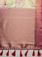 Multicolor Kanjeevaram Silk Digital Print Floral Saree with Unstitched Blouse - Hiral Fashion | Grocsy