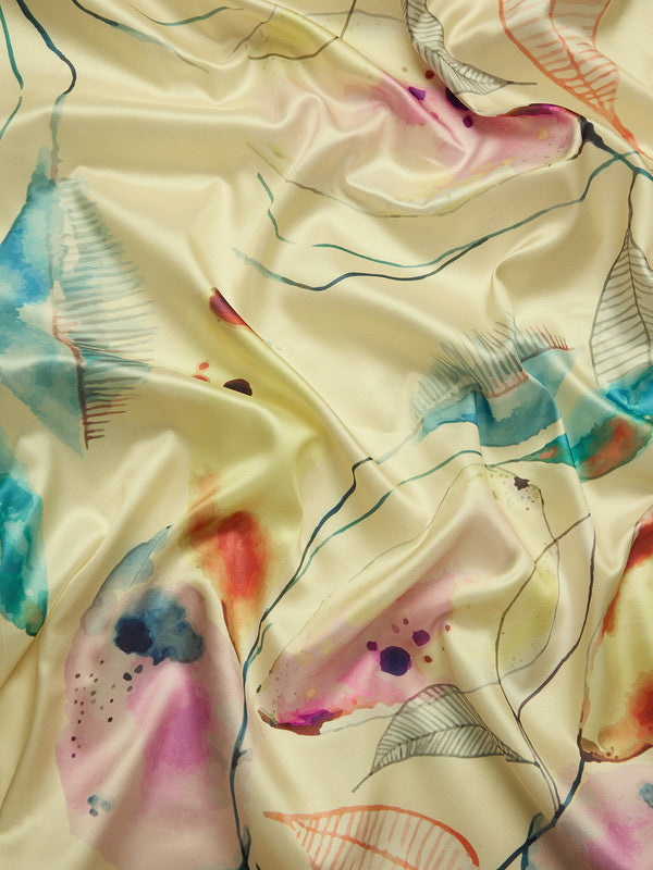 Multicolor Kanjeevaram Silk Digital Print Floral Saree with Unstitched Blouse - Hiral Fashion | Grocsy