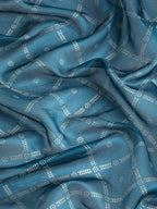 Turquoise Kanjeevaram Silk Digital Print Geomatric Saree with Unstitched Blouse - Hiral Fashion | Grocsy