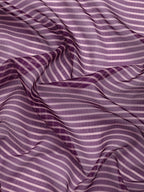 Purple Kanjeevaram Silk Digital Print Striped Saree with Unstitched Blouse - Hiral Fashion | Grocsy