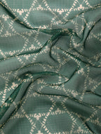 Green Kanjeevaram Silk Digital Print Geomatric Saree with Unstitched Blouse - Hiral Fashion | Grocsy