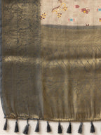 Beige Tissue Silk Digital Print Floral Saree with Unstitched Blouse - Hiral Fashion | Grocsy