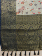 Gray Tissue Silk Digital Print Floral Saree with Unstitched Blouse - Hiral Fashion | Grocsy
