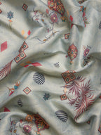 Gray Tissue Silk Digital Print Floral Saree with Unstitched Blouse - Hiral Fashion | Grocsy