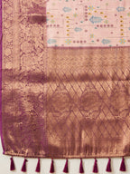 Purple Tissue Silk Digital Print Floral Saree with Unstitched Blouse - Hiral Fashion | Grocsy