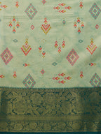 Turquoise Tissue Silk Digital Print Geomatric Saree with Unstitched Blouse - Hiral Fashion | Grocsy