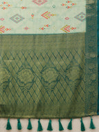 Turquoise Tissue Silk Digital Print Geomatric Saree with Unstitched Blouse - Hiral Fashion | Grocsy