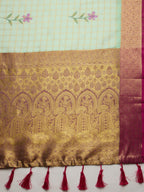 Green Munga Silk Digital Print Floral Saree with Unstitched Blouse - Hiral Fashion | Grocsy