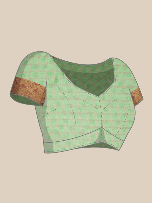 Green Munga Silk Digital Print Floral Saree with Unstitched Blouse - Hiral Fashion | Grocsy