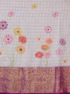 Lavender Munga Silk Digital Print Floral Saree with Unstitched Blouse - Hiral Fashion | Grocsy
