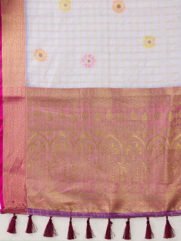 Lavender Munga Silk Digital Print Floral Saree with Unstitched Blouse - Hiral Fashion | Grocsy