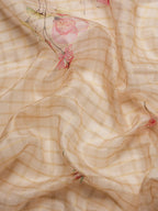 Peach Munga Silk Digital Print Floral Saree with Unstitched Blouse - Hiral Fashion | Grocsy