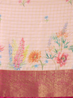 Pink Munga Silk Digital Print Floral Saree with Unstitched Blouse - Hiral Fashion | Grocsy