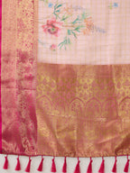 Pink Munga Silk Digital Print Floral Saree with Unstitched Blouse - Hiral Fashion | Grocsy