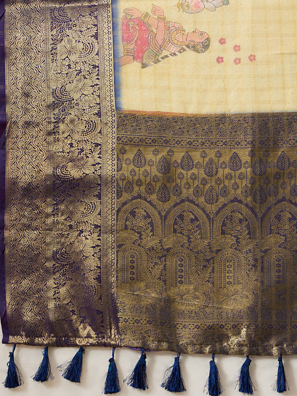Yellow Munga Silk Digital Print Floral Saree with Unstitched Blouse - Hiral Fashion | Grocsy