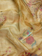 Yellow Munga Silk Digital Print Floral Saree with Unstitched Blouse - Hiral Fashion | Grocsy