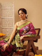 Hiral Fashion Pink Banarasi Silk Floral Digital Printed Saree | Grocsy